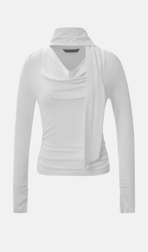 Drapeli Yakalı Jersey Üst