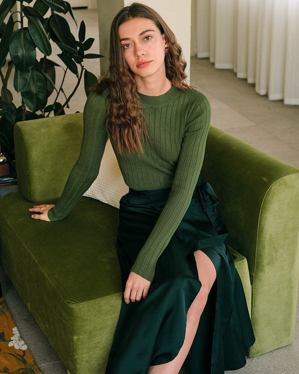 Yuvarlak Yakalı Ribana Örgü Kazak