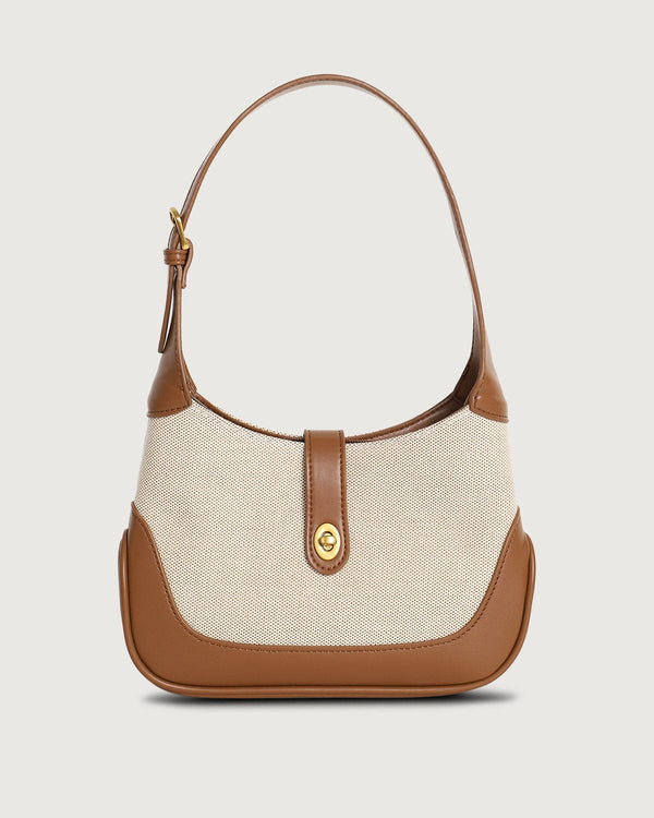 Renkli Blok Twist Kilitli Hobo Çanta
