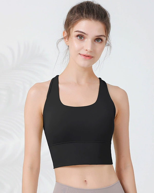 Siyah I-sırtlı Yoga Tank Top - Hafif Destek