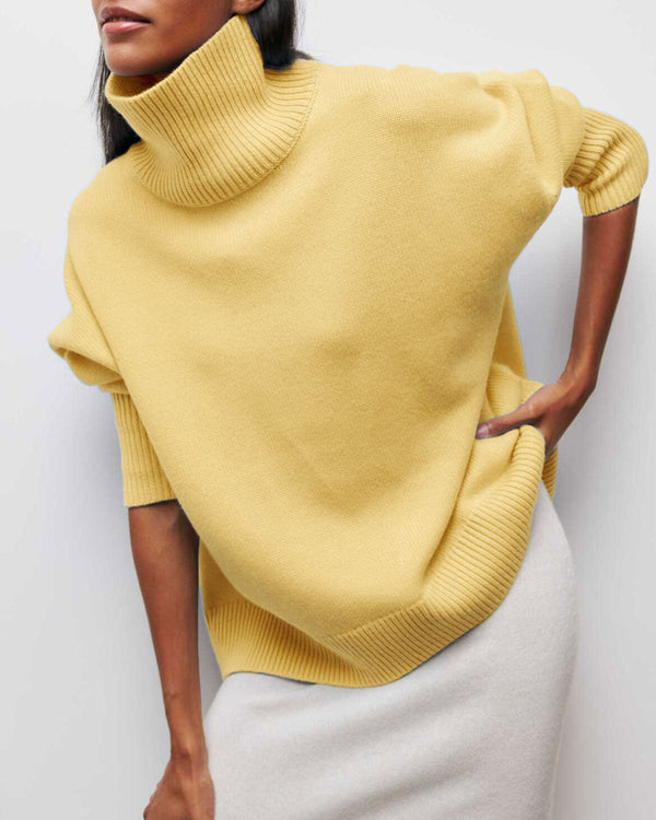 Sarı Kapüşonlu Bol Kazak