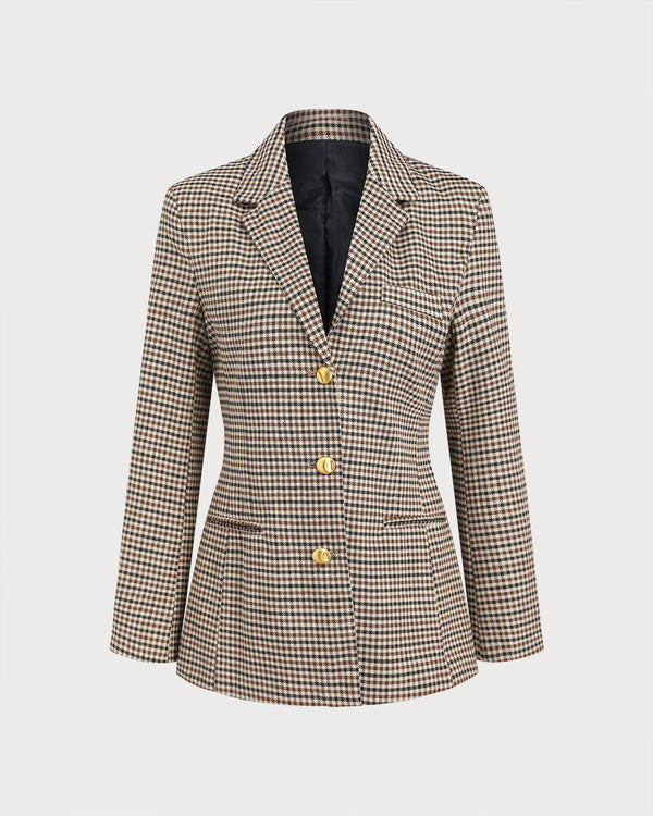 Haki Ekose Tek Sıralı Blazer