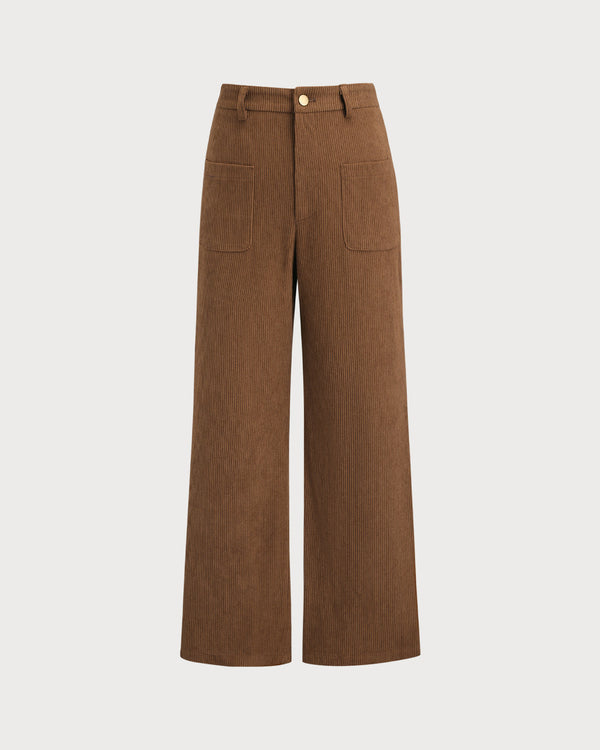 Karamel Düz Kadife Casual Pantolon