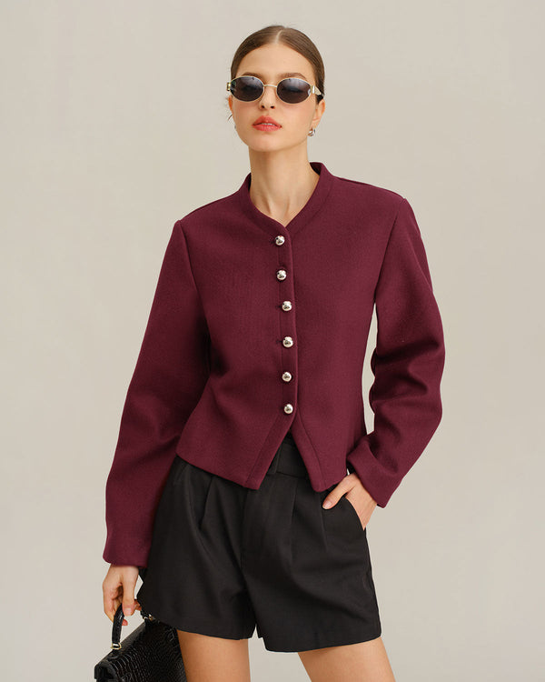 Şarap Kırmızısı Fener Kollu Ceket